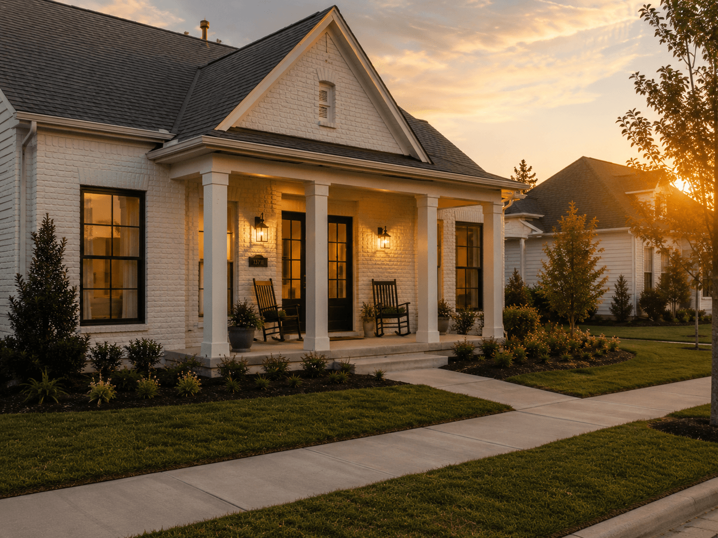 Close view of a cottage porch and entry